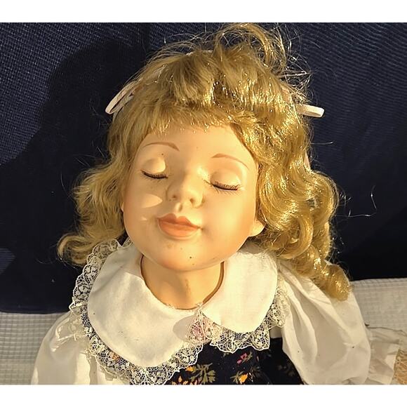 “First Kiss” Porcelain Girl Doll Long Curls Lace Leggings Shoes 13" - Picture 2 of 8